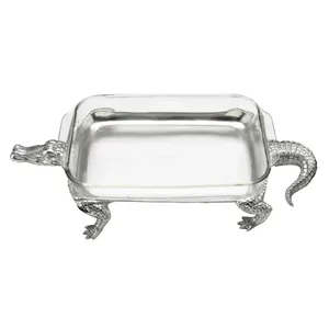 Modern Minimalist Handmade Metal Casserole Dish with Designer LidMetal Casserole Aluminum Layers Textured Hammered 33cm - Product Image 2