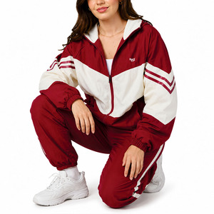 Customize Women’s Retro Color Block Tracksuit Full Zip Windbreaker Set Lightweight Athletic Leisurewear OEM Hoodies Manufacturer - Product Image 4