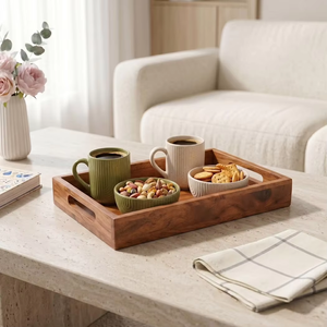 Unicorn Handicrafts Premium <b>Wooden</b> Serving <b>Tray</b> for Breakfast Coffee Tea Dining <b>Table</b> Home Restaurant Decorative Food <b>Tray</b> - Product Image 5