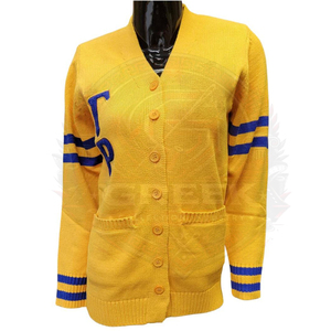 Custom SGRHO |Sigma| Sorority <b>Cardigan</b> Royal Blue V Neck Acrylic Knitted Embroidery Chenille Greek Letters University Winter - Product Image 4