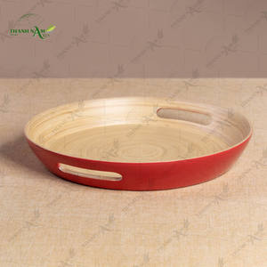 Plateau de service en bambou moderne, grand, durable, recyclable, facile à nettoyer, sans danger pour les aliments, pour la cuisine, le salon, la table basse, décoration - Product Image 5