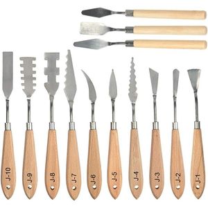 Set di 13 Spatole in Acciaio Inossidabile con Manico in Legno per Pittura e Miscelazione di Olio/Acrilico - Product Image 1