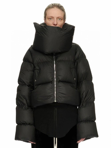Custom Design Big Stand Collar Bubble <b>Ladies</b> <b>Lightweight</b> Down Puffer <b>Jacket</b> Plain Blank Cropped Puffer <b>Jacket</b> Women - Product Image 1