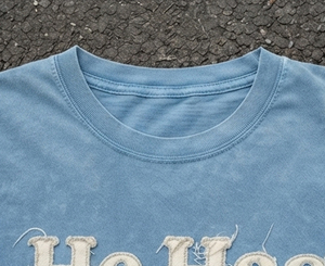 Camiseta de hombre vintage con bordado desgastado, manga larga, oversize, de algodón 100% de alto gramaje, cuello redondo, estilo streetwear, holgada, con lavado ácido. - Product Image 6