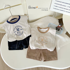 Conjunto de Ropa Casual de Verano para Niños, Moderno, de Algodón Cómodo, Camiseta sin Mangas y Pantalones Cortos para Niños Pequeños - Product Image 6