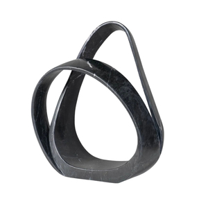 Sculpture de table en métal noir minimaliste nordique, anneau concentrique, figurine géométrique moderne, objet d'art en fer industriel - Product Image 2