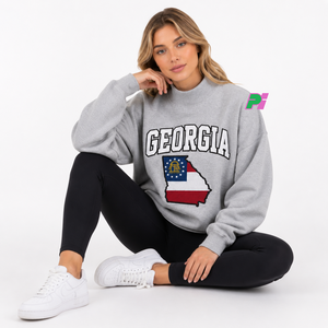 Sweat-shirt à col montant Georgia pour femme, noir, avec broderie de la carte de l'État, coupe oversize, pour l'automne - Product Image 5
