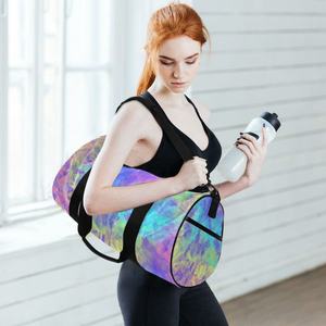 <b>Rainbow</b> Glitter Duffel Bag Large Capacity Polyester Sport Fitness Gym Bag with Zipper Closure and Black Handles - Product Image 6