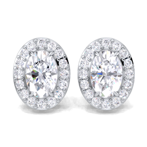 Pendientes de Diamantes Cultivados en Laboratorio con Certificación IGI, Corte Ovalado con Halo, Oro de 18K - Product Image 5