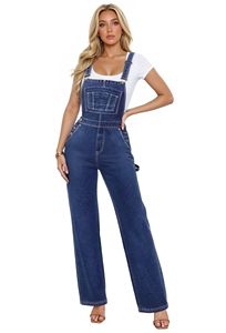 Mono vaquero elástico súper cómodo para mujer, sin mangas, de pierna ancha, informal, a la moda, personalizado ODM OEM - Product Image 2