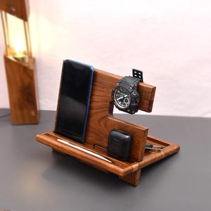 <b>Solid</b> <b>Wood</b> <b>Desk</b> Organizer with Mobile Stand Multi Functional Office Supplies Holder for Stylish Workspace - Product Image 1