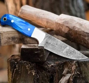 Custom Handmade Damascus Steel Clip Point 3mm Non-Adjustable <b>Bone</b> <b>Handle</b> Leather Sheath DIY Grade OEM Available Camping <b>Knife</b> - Product Image 5