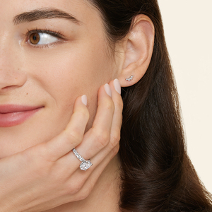 Marquise Lab Grown Leaf <b>Climber</b> Stud <b>Earrings</b> Nature Inspired Design Wedding Rhodium Plated 10K 14K 18K Gold 925 935 Silver - Product Image 2