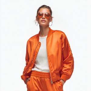Chaquetas Bomber de Seda para Mujer, Corte Holgado, Moda de Invierno, Chaqueta Bomber Satinada para Mujer, Chaquetas Bomber Satinadas para Invierno y Exteriores - Product Image 2