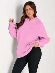 Sudaderas Extra Grandes Personalizadas para Mujer, Color Sólido, Hombros Caídos, Logotipo Impreso, Proveedor OEM con MOQ Bajo - Product Image 4