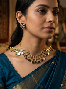Luxury Fancy Traditional Embroidery Cording Indian Shisha Mirror Zari Work Handmade Organza Decorative Lace Sexy Choker <b>Necklace</b> - Product Image 3