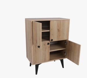 Premium Quality Natural Wood Storage Cabinet Modern Four Door Floor Standing Cupboard Stand for Home and Office Interior - Product Image 6