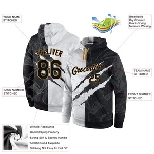 Sudadera con Capucha para Hombre de Alta Calidad, Diseño Sublimado, Color Negro y Blanco, Nombre del Equipo 00, Ropa Casual de Otoño, Corte Regular, 100% - Product Image 2