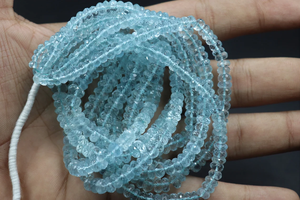 Cuentas de forma de Rondelle facetadas de Aguamarina Natural de alta calidad, hebras de 4,5-6,5mm para la fabricación de joyas - Product Image 5