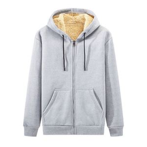 Nouvelle mode homme automne hiver, sweat à capuche personnalisé à manches longues, fermeture éclair, couleur unie, décontracté, en polaire épaisse - Product Image 5