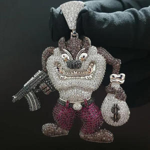Luxury Character Pendant Lab Grown Diamond Hip Hop Bling Necklace Streetwear Jewelry <b>Piece</b> - Product Image 1