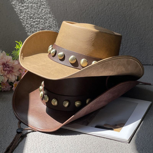 Chapeau de soleil ethnique pour le printemps et chapeau de cowboy occidental style jazz à large bord Fedora décontracté pour couple tendance - Product Image 1
