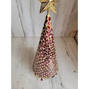 Metal Christmas <b>Tree</b> with Red and Gold Crystal Detailing Tabletop Decor Perfect for Party and Event Celebration Decor From India - Product Image 1