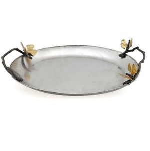 Tableware Decoration Embossed Design Serving Metal Tray Usage Top Selling Product Custom Shape Sweet or Food Serving Tray - Product Image 2