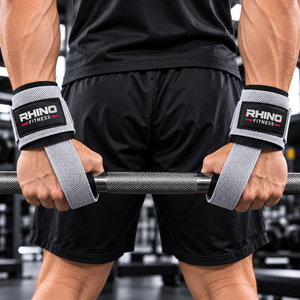 สายรัดข้อมือผ้าฝ้ายสีเทา RHINO FITNESS แบบมีแถบตีนตุ๊กแก สำหรับมือซ้าย สายรัดพยุงข้อมือสำหรับยกน้ำหนัก สำหรับผู้ใหญ่ ใช้ในการฝึกซ้อม - Product Image 3