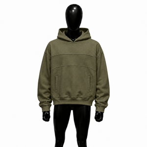 Sudadera con Capucha Verde Oliva Premium para Hombre, Sudadera Holgada con Capucha, Manga Larga, Color Sólido, Forro Polar, Ropa Casual de Otoño, TENDENCIA - Product Image 2