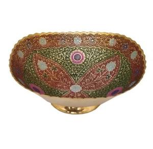 Bol décoratif en métal sculpté à la main, finition antique, motif floral, pour servir des friandises, dernier design, bol à fruits - Product Image 3