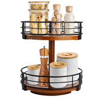 Table tournante en bois Lazy Susan pour garde-manger Table armoire comptoir organisateur support de rangement pour épices porte-condiments