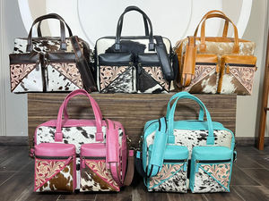 Bolsos de Almacenamiento de Cuero Vacuno con Múltiples Bolsillos, Elegantes Bolsos de Pañales de Cuero con Diseño Floral y Correa para el Hombro - Product Image 6
