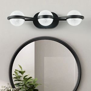 Luminaire de salle de bain à 3 ampoules LED avec abat-jour en acrylique sable cristallin, luminaire décoratif mural pour salle de bain - Product Image 2