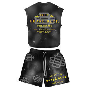 Trending Men's Customized 2-Piece Set Stylish Embroidered Breathable Shorts & T-Shirt <b>Hip</b> Hop Print Style <b>for</b> Summer - Product Image 5