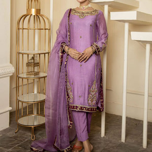 Traje de 3 Piezas para Mujer, Estilo Pakistaní, Bordado de Lujo, con Dupatta, Prendas de Diseñador Listas para Usar - Product Image 1