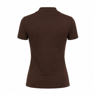 T-shirt personnalisé pour femme, coupe slim classique, col montant, manches courtes, en jersey de coton extensible doux, couleur marron expresso WMNTS-0011 - Product Image 2