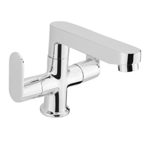 Grifo mezclador de lavabo de pared con orificio central, acabado cromado de latón, para lavadora, grifo de agua para baño, grifo mezclador de agua fría y caliente para cocina - Product Image 2