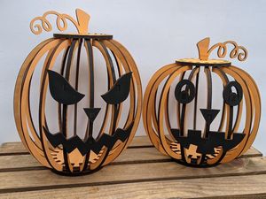 Lanternes Citrouille en Métal Martelé Artisanales, Porte-Bougies Suspendus en Métal Jack-O'-Lantern, Lanternes en Métal Martelé Effet Lumineux Récolte - Product Image 3