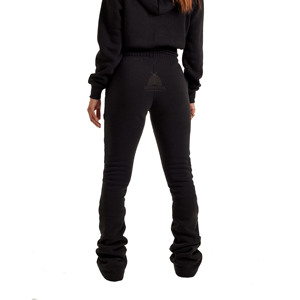 กางเกงสตรีทแวร์ทรงสลิม ผ้าฝ้าย 100% สกรีนโลโก้ได้ กางเกงวอร์มขาบานแบบดิสเทรส ราคาขายส่งสำหรับสาวๆ - Product Image 3