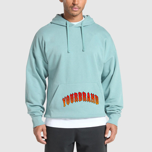 เสื้อฮู้ดดี้โอเวอร์ไซส์สำหรับผู้ชาย ผ้าฝ้าย 100% คุณภาพสูง หนัก 600 GSM พิมพ์ลายพัฟฟ์ ปักลาย  ชุดวอร์มฤดูหนาว - Product Image 1