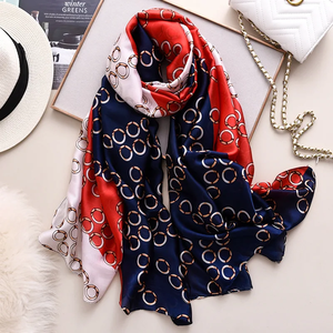 180X80CM Print Large Shawl Wraps Silk Scarf Women Luxury Brand <b>Satin</b> <b>Headband</b> Hijab Bandana Turban Foulard Summer Beach Stoles - Product Image 2