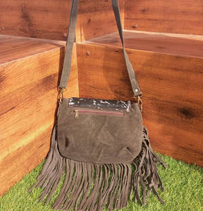 New Arrival Hair on Hide Fur Leather Fringe Designer Concho Sling Bag Metallic Fur Suede Leather Bag Party Wear Women Sling Bags - Product Image 3