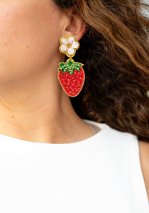 Handmade Beaded Strawberry Dangle <b>Sequined</b> Flower Fruit Drop Cute Fashion Jewelry Wholesale Women BY MULTI CRAFT - Product Image 3