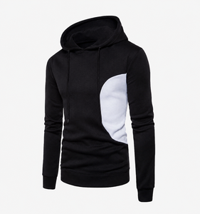 Men s <b>Black</b> White Color Block Pullover Hoodie Custom Streetwear Slim Fit Hooded Sweatshirt - Product Image 1