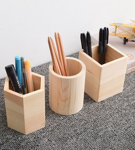 Porte-stylos en bois, organisateur de bureau pour papeterie et maquillage, boîte de rangement, 2 pièces, décoration de bureau, support pour croquis colorés - Product Image 2