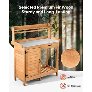 Tavolo da Giardinaggio 3-in-1 in Legno per Esterni, 44 X 19, con Piano in Ferro Zincato, Postazione di Lavoro per Giardinaggio - Product Image 3