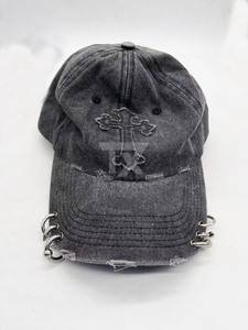 High Quality Unstructured Baseball <b>Caps</b> Custom Embroidery Logo Washed <b>Vintage</b> Distressed <b>Cap</b> 5 Panel Baseball <b>Cap</b> - Product Image 2