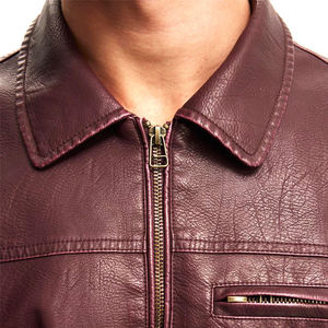 Stand Collar Style Full Zipper Design Customized 2026 Newest Design Adult Wear Unique Style <b>Men</b> Leather <b>Jackets</b> - Product Image 6