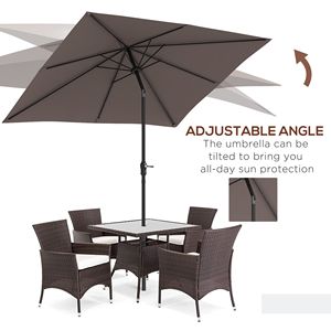 "Ombrello da giardino solare da 7 piedi con manovella e luci a LED per protezione solare da esterno-abbronzatura" - Product Image 6